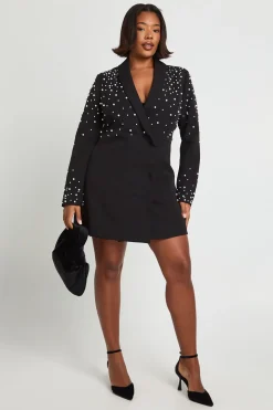 Robe blazer ornée de perles Plus