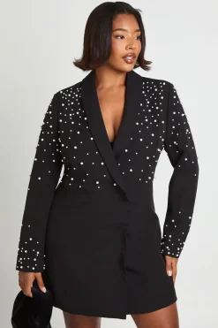 Robe blazer ornée de perles Plus