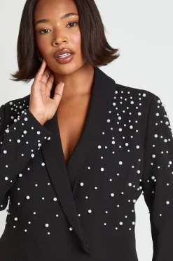 Robe blazer ornée de perles Plus