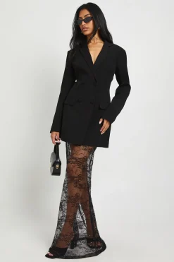 boohoo Robe Blazer À Ourlet En Dentelle<Femme Tailleurs|Satin Et Dentelle