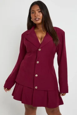 boohoo Robe blazer à ourlet plissé Plus<Femme Tailleurs|Robes À Manches Longues