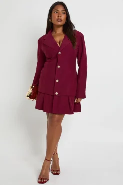 boohoo Robe blazer à ourlet plissé Plus<Femme Tailleurs|Robes À Manches Longues