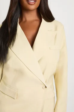 Robe Blazer Oversize Cache-cœur À Bouton Corne Grande Taille