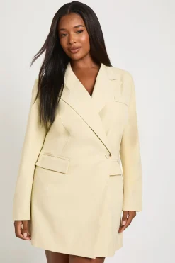 Robe Blazer Oversize Cache-cœur À Bouton Corne Grande Taille
