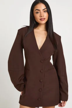 Robe Blazer Oversize à Manches Bouffantes