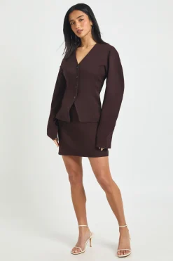 Robe Blazer Petite 2 en 1 à Manches Bouffantes