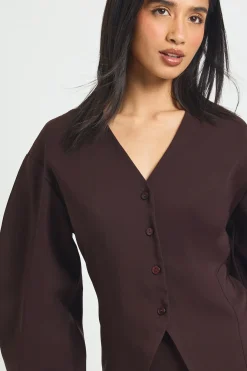 Robe Blazer Petite 2 en 1 à Manches Bouffantes