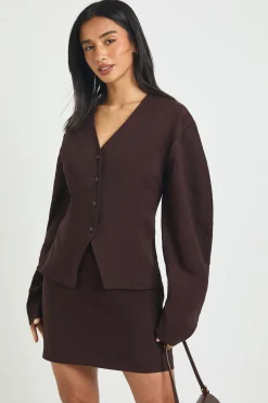 Robe Blazer Petite 2 en 1 à Manches Bouffantes