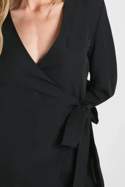 boohoo Robe blazer petite sans col à nouer sur le côté<Femme Tailleurs|Robes À Manches Longues