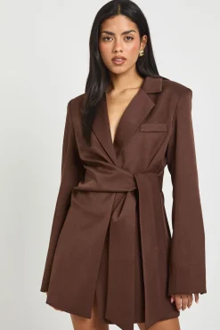 Robe Blazer Portefeuille avec Ceinture Nouée