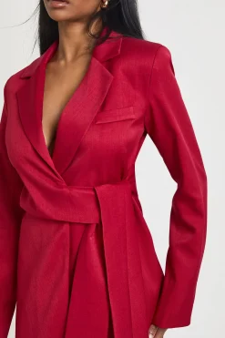 Robe Blazer Portefeuille avec Ceinture Nouée