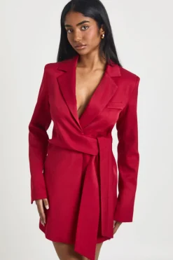 Robe Blazer Portefeuille avec Ceinture Nouée