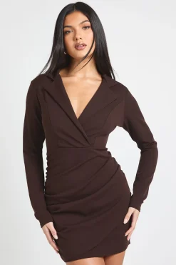 Robe Blazer Portefeuille à Manches Longues