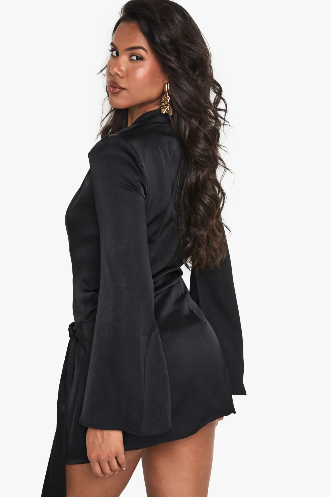 Robe blazer portefeuille à texture froissée