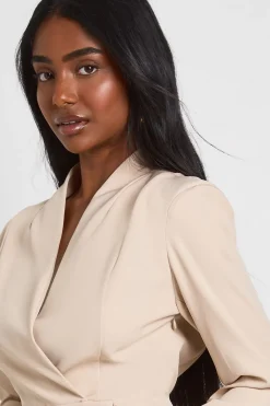 boohoo Robe Blazer Sans Col Avec Détail Drapé<Femme Tailleurs|Robes À Manches Longues