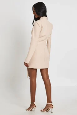 boohoo Robe Blazer Sans Col Avec Détail Drapé<Femme Tailleurs|Robes À Manches Longues