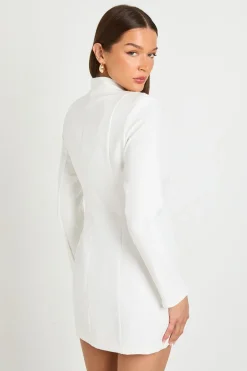 Robe Blazer Sans Col Avec Détails Drapés