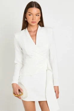 Robe Blazer Sans Col Avec Détails Drapés