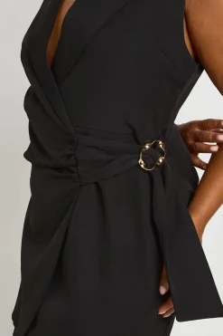 Robe Blazer Sans Manches Grande Taille Avec Détail Croisé Et Boucle
