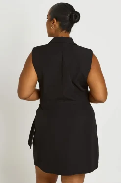 Robe Blazer Sans Manches Grande Taille Avec Détail Croisé Et Boucle