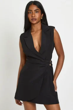 Robe Blazer Sans Manches À Épaulettes Avec Détail Boucle