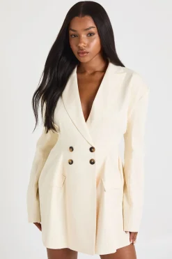 boohoo Robe blazer structurée aux détails de boutons<Femme Tailleurs|Robes À Manches Longues