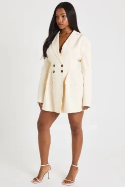 boohoo Robe blazer structurée aux détails de boutons<Femme Tailleurs|Robes À Manches Longues