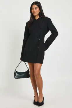 Robe Blazer Structurée à Col Montant et Devant Croisé