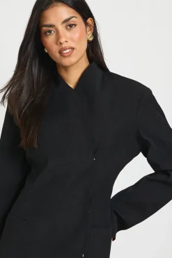 Robe Blazer Structurée à Col Montant et Devant Croisé