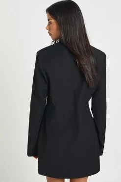 Robe Blazer Structurée à Col Montant et Devant Croisé