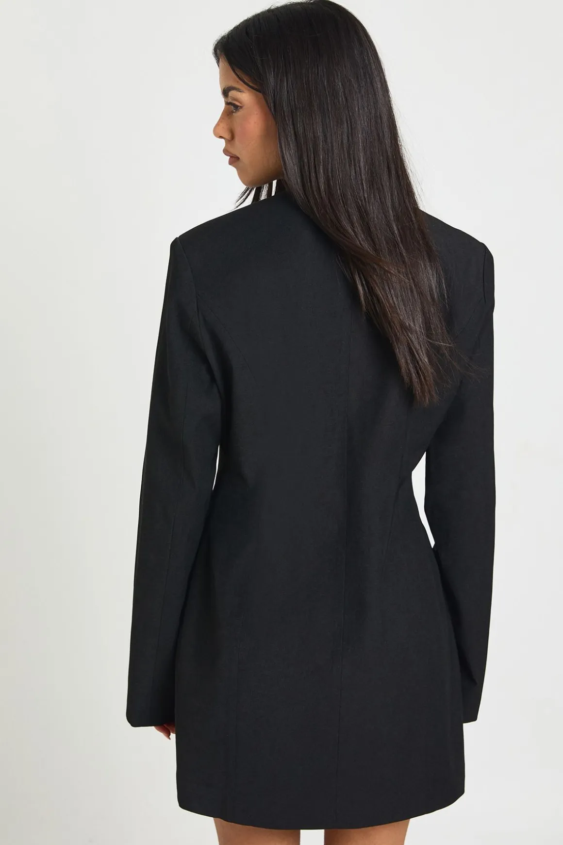 Robe Blazer Structurée à Col Montant et Devant Croisé