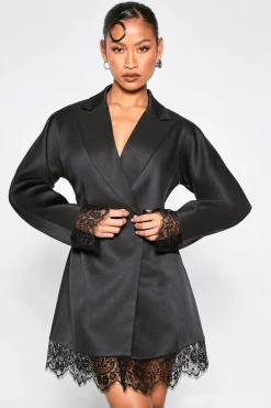 Robe Blazer Structurée à Ourlet en Dentelle