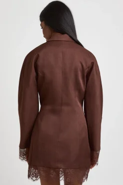 boohoo Robe Blazer Structurée À Ourlet En Dentelle<Femme Tailleurs|Satin Et Dentelle