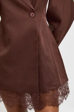 boohoo Robe Blazer Structurée À Ourlet En Dentelle<Femme Tailleurs|Satin Et Dentelle