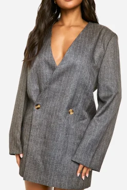 boohoo Robe blazer surdimensionnée premium à rayures prononcées<Femme Tailleurs|Robes À Manches Longues