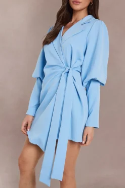 Robe Blazer À Taille Nouée Et Manches Volumineuses