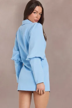 Robe Blazer À Taille Nouée Et Manches Volumineuses