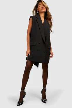 Robe Blazer Tailleur à Dos Ouvert avec Nœud