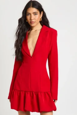 Robe Blazer Tall à Décolleté Plongeant et Ourlet Asymétrique