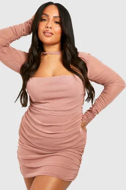 Robe bodycon en résille avec détail twist et fronces