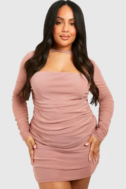 Robe bodycon en résille avec détail twist et fronces