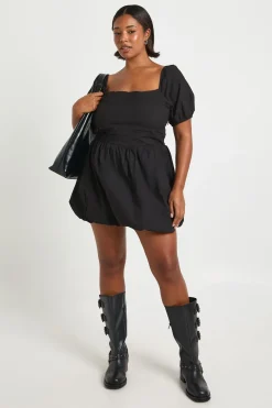 Robe Boule à Manches Courtes en Popeline de Coton Plus