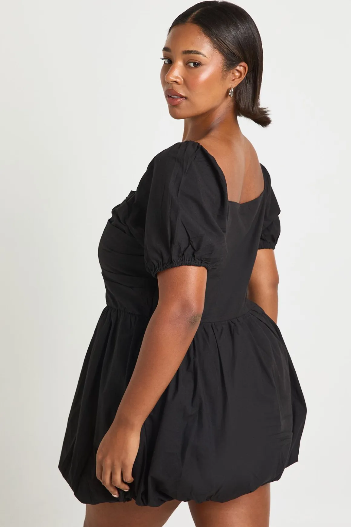Robe Boule à Manches Courtes en Popeline de Coton Plus