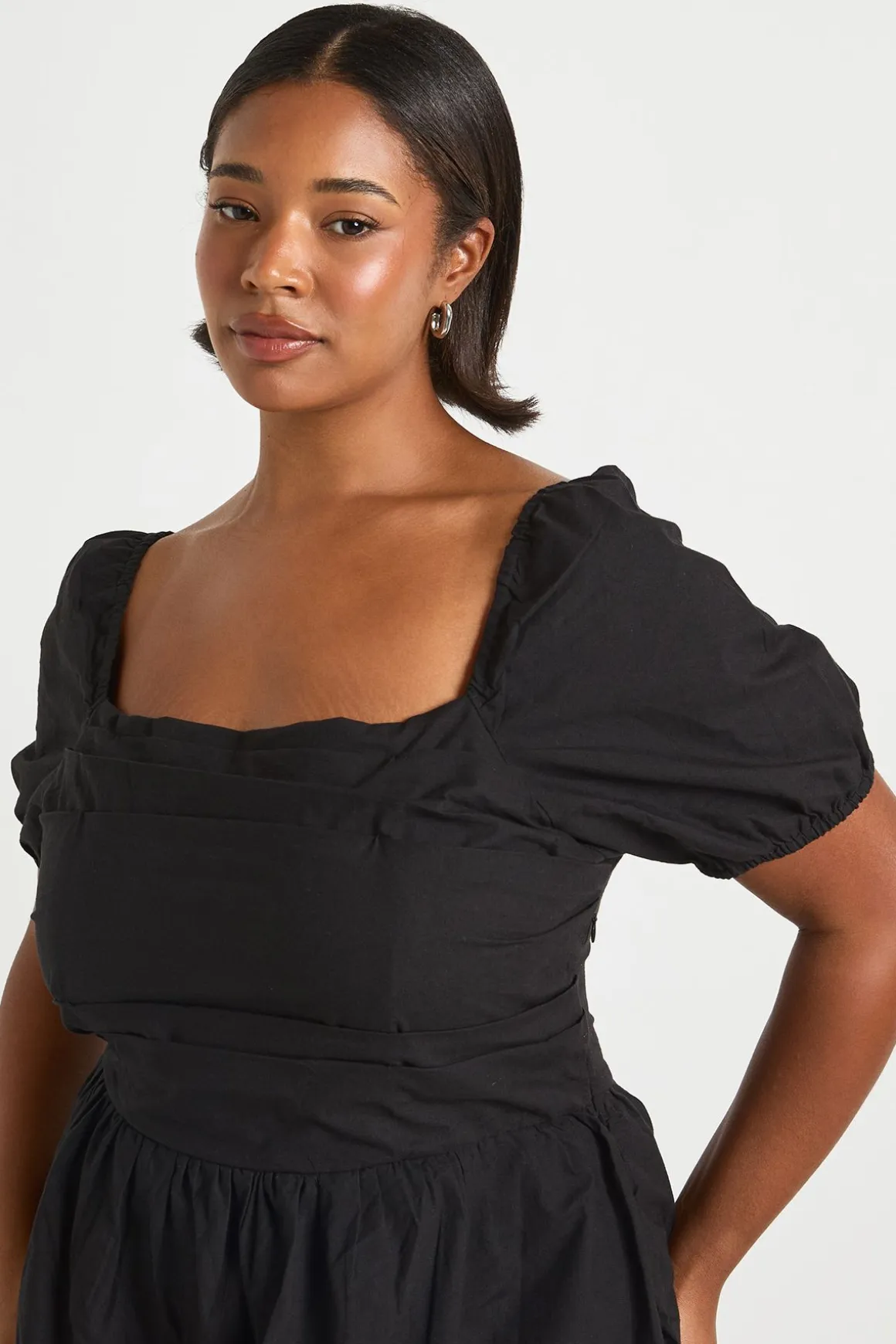 Robe Boule à Manches Courtes en Popeline de Coton Plus