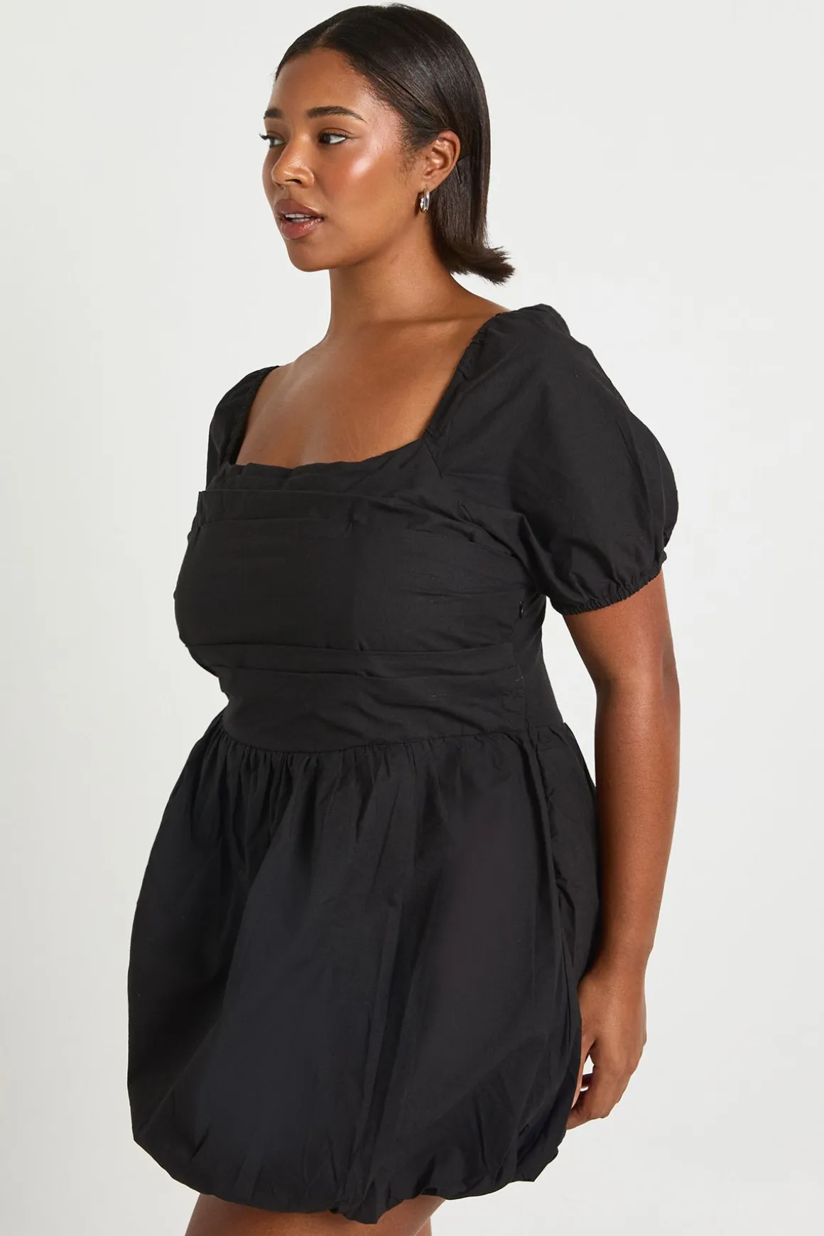 Robe Boule à Manches Courtes en Popeline de Coton Plus