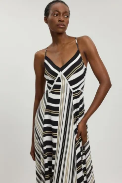 Robe À Bretelles En Viscose À Rayures Contrastées Petite