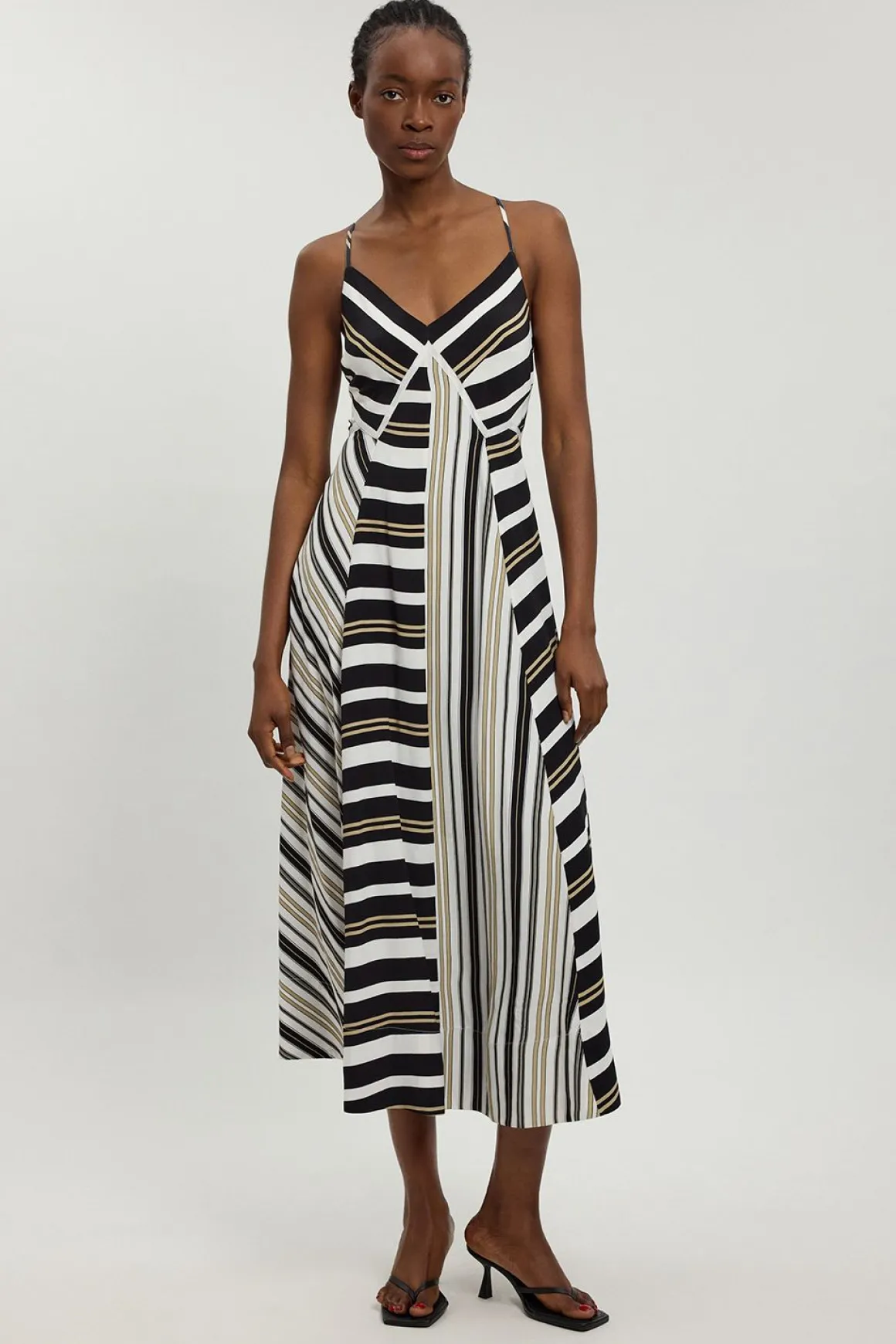 Robe À Bretelles En Viscose À Rayures Contrastées Petite