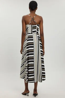 Robe À Bretelles En Viscose À Rayures Contrastées Petite