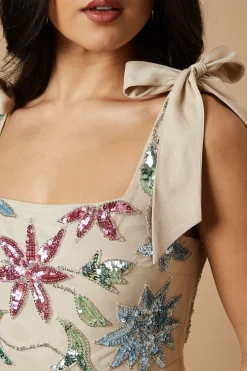 Robe À Bretelles Nouées Ornée De Sequins