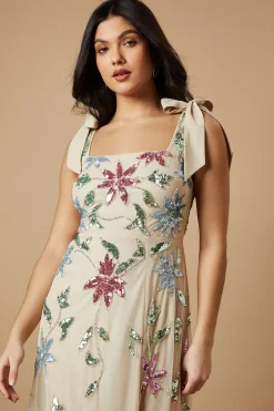 Robe À Bretelles Nouées Ornée De Sequins
